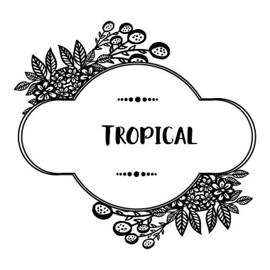 Dekorasyon benzersiz çiçek çerçeve, tropikal yazı, çeşitli kartlar için. Vektör