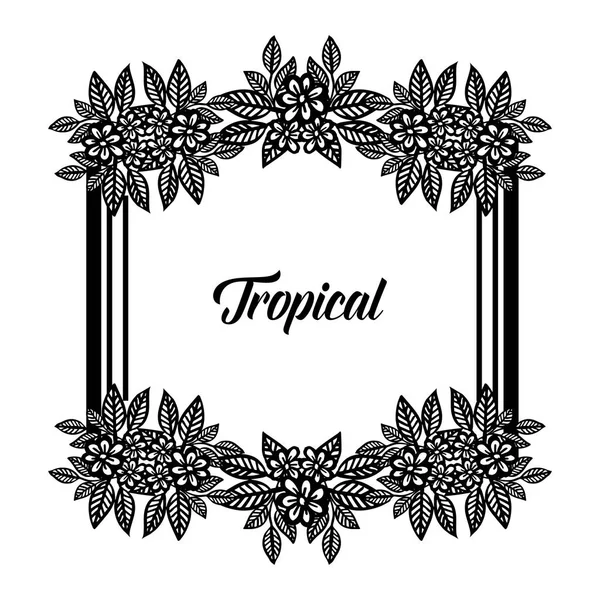 Decoração moldura de flor única, lettering de tropical, para vários cartões. Vetor —  Vetores de Stock