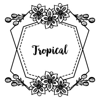 Zarif çiçek çerçeve, davet kartları tasarımı ile, konsept kutlama tropikal. Vektör