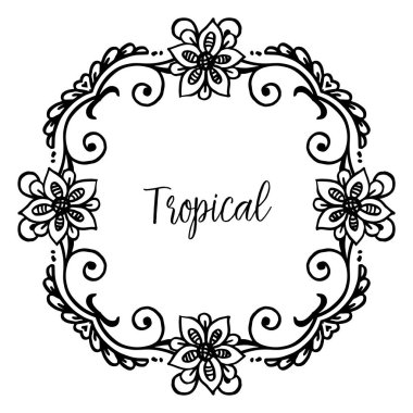 Güzel çelenk çerçeve, vintage sınır, tropikal kartların şablonu için. Vektör