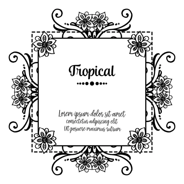 Concepto de tarjetas adornadas tropical, con marco de flor de primavera. Vector — Vector de stock
