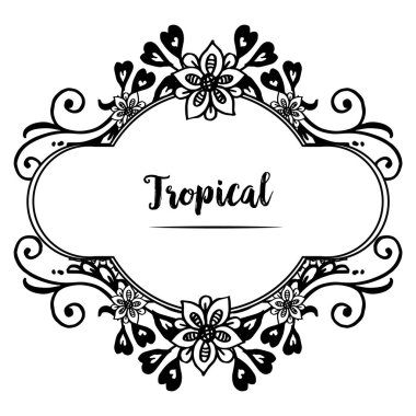 Süs çelenk çerçeve, stil zarif, tropikal kartların dekorasyonu. Vektör