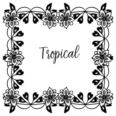 Duvar kağıdı zarif, vintage çiçek çerçeve, tropikal kartlar için. Vektör