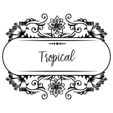 Metin tropikal, tasarım desen çelenk çerçeve için, çeşitli kartlar için. Vektör