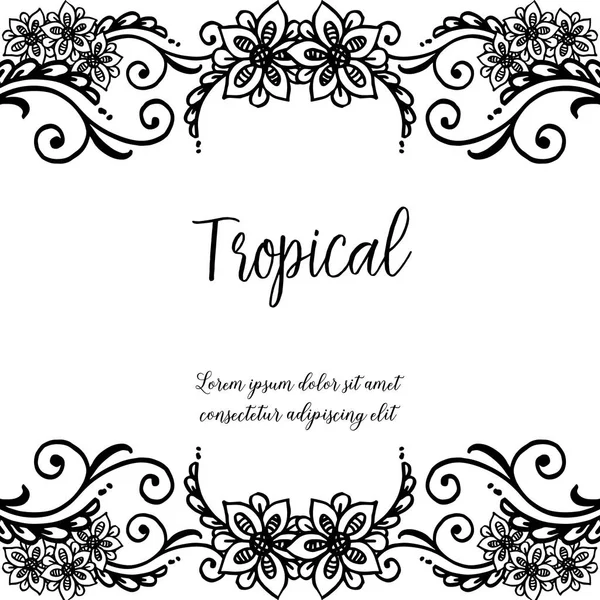 Шаблон приглашения тропический, дизайн красивый весенний венок, уникальная рамка. Вектор — стоковый вектор