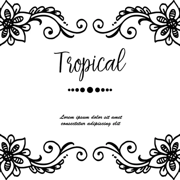 Образец венка рамка, с винтажными цветами, для концепции тропических пригласительных билетов. Вектор — стоковый вектор