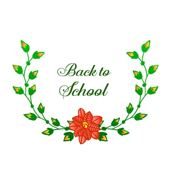 Ornate of card back to school, with border pattern of leaf flower frame. Vector — Stock Vector