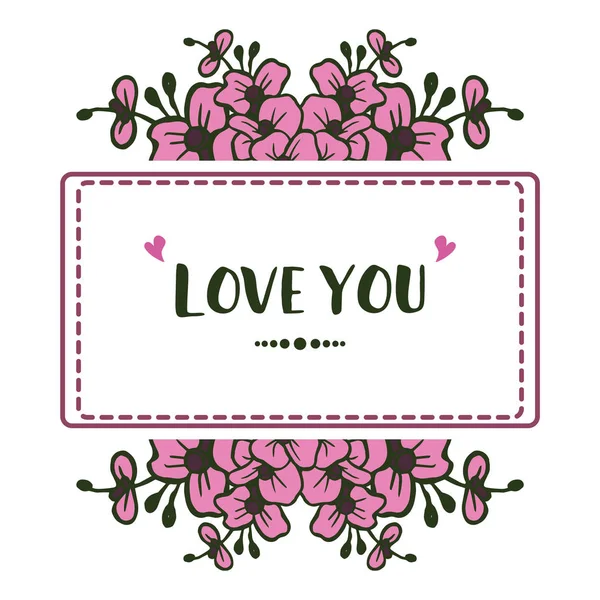 Navrhněte romantické karty s písmem lásky, pozadí roztomilou květinové rámy. Vektorové — Stockový vektor