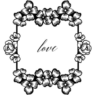 Eleman ile kart sevgi tasarımı izole beyaz zemin ve çelenk çerçeve sanat vardır. Vektör