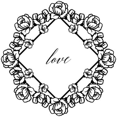 Eleman ile kart sevgi tasarımı izole beyaz zemin ve çelenk çerçeve sanat vardır. Vektör