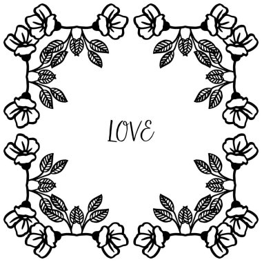 Stil benzersiz çerçeve ve zarif yaprak çiçek ile Aşk metin yazı. Vektör