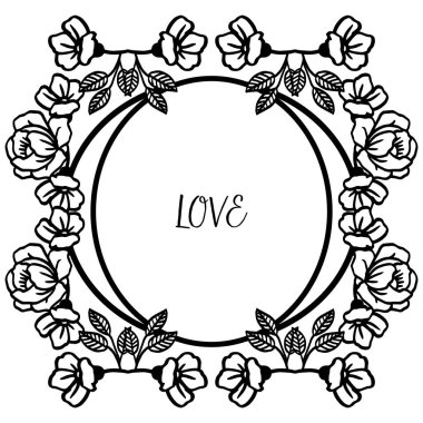 Stil benzersiz çerçeve ve zarif yaprak çiçek ile Aşk metin yazı. Vektör