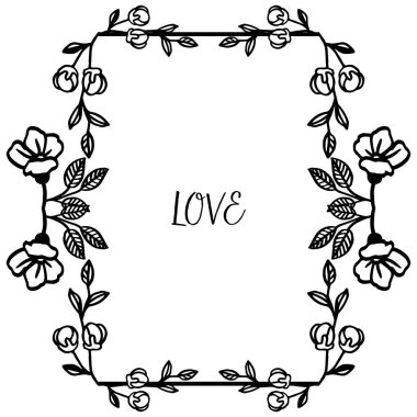 Sevimli çelenk ve yeşillik ile çerçeve Sınır, çeşitli tasarım tebrik kartı aşk için. Vektör