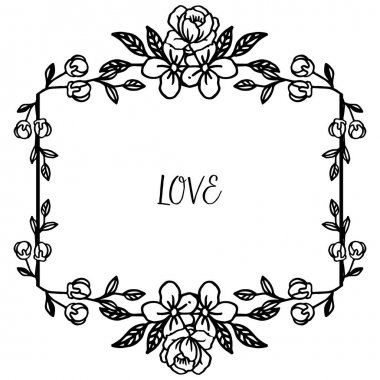 Sevimli çelenk ve yeşillik ile çerçeve Sınır, çeşitli tasarım tebrik kartı aşk için. Vektör
