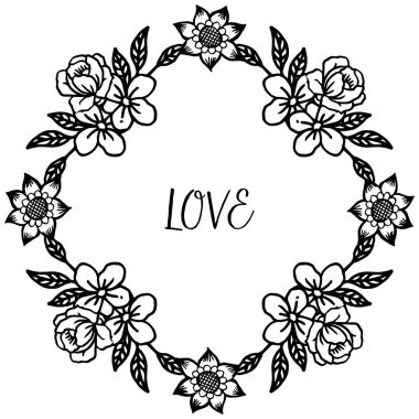 Sevimli çelenk ve yeşillik ile çerçeve Sınır, çeşitli tasarım tebrik kartı aşk için. Vektör