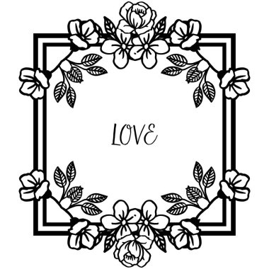 Sevimli çelenk ve yeşillik ile çerçeve Sınır, çeşitli tasarım tebrik kartı aşk için. Vektör