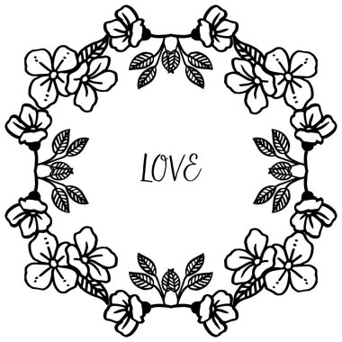 Sevimli çelenk ve yeşillik ile çerçeve Sınır, çeşitli tasarım tebrik kartı aşk için. Vektör