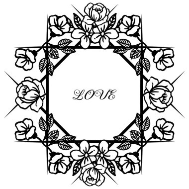 Zarif yaprak çiçek çerçeve arka plan, dekorasyon davetiye kartı aşk için. Vektör