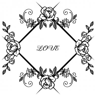 Zarif yaprak çiçek çerçeve arka plan, dekorasyon davetiye kartı aşk için. Vektör