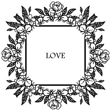 Metin için yer ile çeşitli kart aşk süslü, yaprak çiçek çizim için zarif çerçeve. Vektör