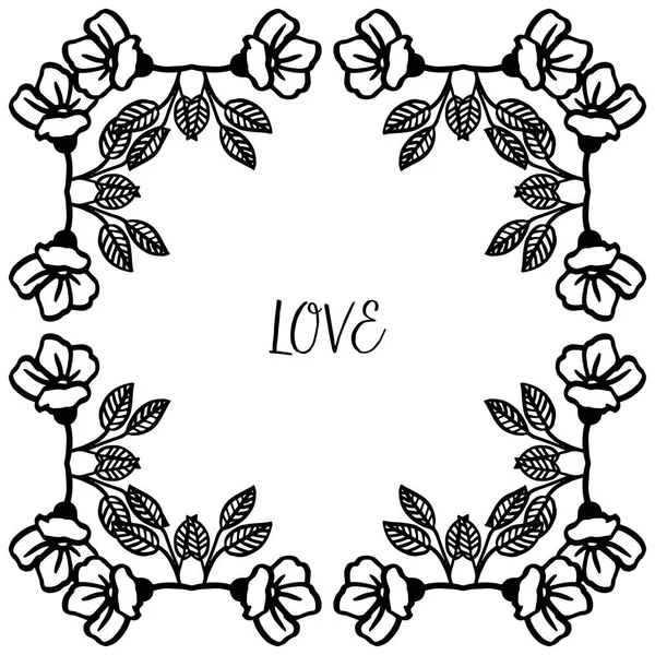 Stil benzersiz çerçeve ve zarif yaprak çiçek ile Aşk metin yazı. Vektör