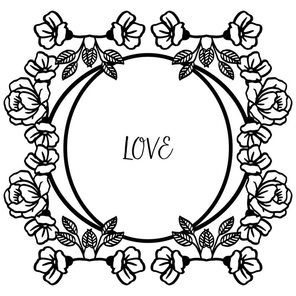 Stil benzersiz çerçeve ve zarif yaprak çiçek ile Aşk metin yazı. Vektör