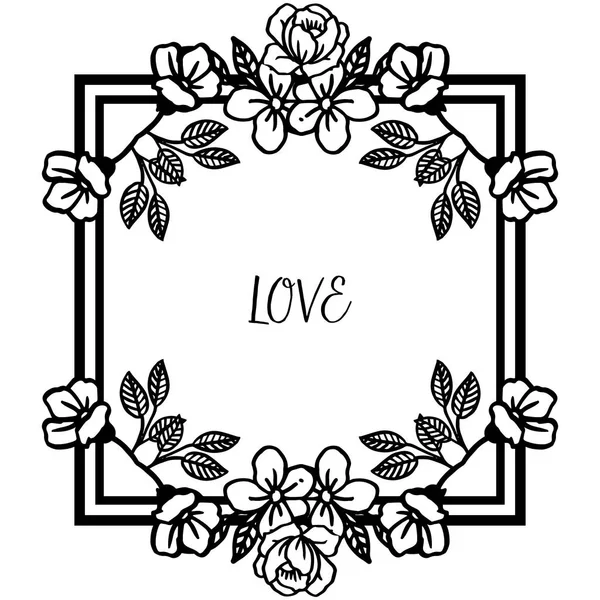 Sevimli çelenk ve yeşillik ile çerçeve Sınır, çeşitli tasarım tebrik kartı aşk için. Vektör