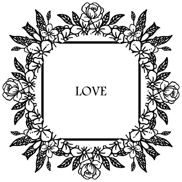 Metin için yer ile çeşitli kart aşk süslü, yaprak çiçek çizim için zarif çerçeve. Vektör