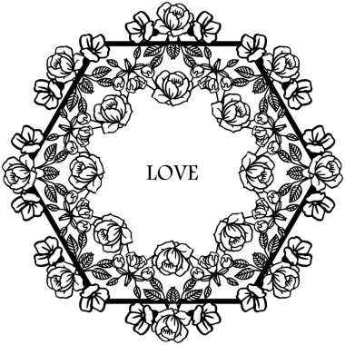 Duvar kağıdı benzersiz yaprak çiçek ile çerçeve Desen, aşk şablontasarım kartı için. Vektör