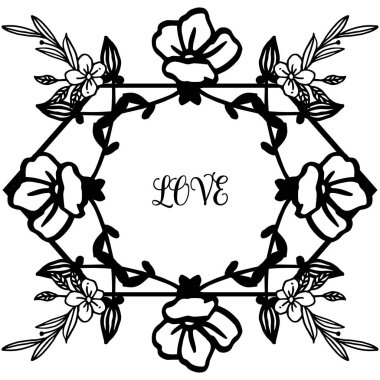 Gül çiçeği ile sınır çerçeve, aşk kart tasarımı için süs desen şablonu. Vektör