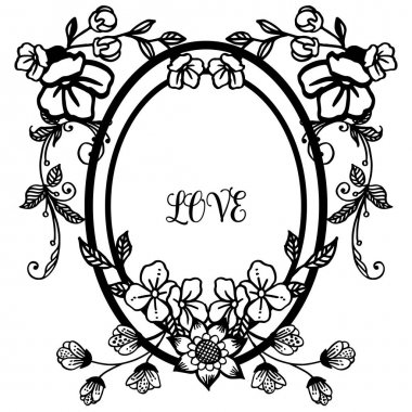 Aşk kartı tasarımı için metin alanı, çiçek çerçeve romantik sanat. Vektör