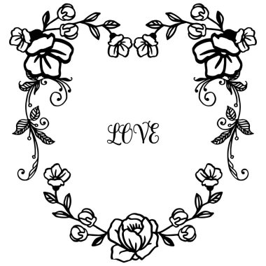 Aşk kartı tasarımı için metin alanı, çiçek çerçeve romantik sanat. Vektör
