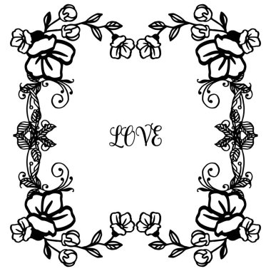 Aşk kartı tasarımı için metin alanı, çiçek çerçeve romantik sanat. Vektör
