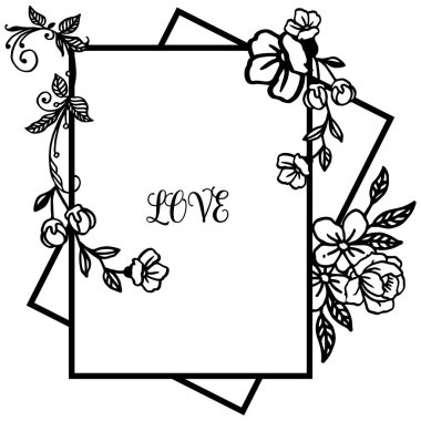 Aşk kartı tasarımı için metin alanı, çiçek çerçeve romantik sanat. Vektör