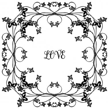 Aşk Kart tasarım elemanı, çelenk çerçeve zarif dokusu ile. Vektör