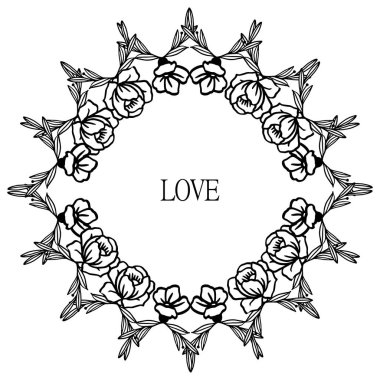 Şablon sizin için tebrik kartı aşk, yaprak çiçek çerçeve süs ile. Vektör