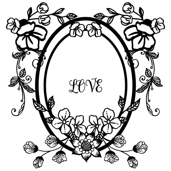 Espacio de texto para el diseño de tarjetas de amor, arte romántico de marco floral. Vector — Vector de stock