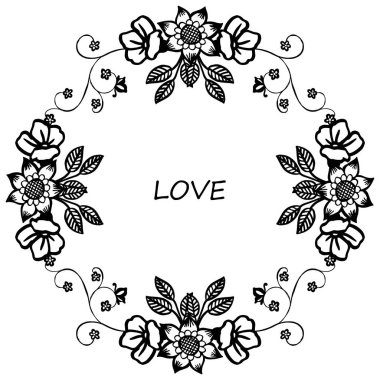 Kart aşk unsuru için, basit yaprak çiçek ile tasarım çerçevesi. Vektör