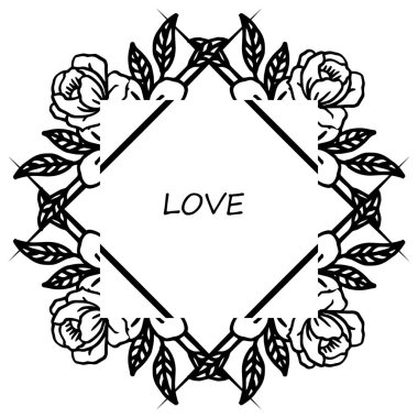 Desen çelenk zarif ile çeşitli şekil çerçeve, kart aşk dekoratif için. Vektör