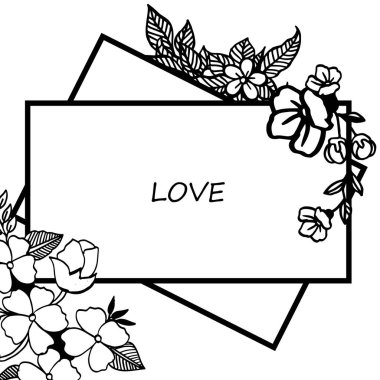 Desen çelenk zarif ile çeşitli şekil çerçeve, kart aşk dekoratif için. Vektör