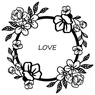 Desen çelenk zarif ile çeşitli şekil çerçeve, kart aşk dekoratif için. Vektör