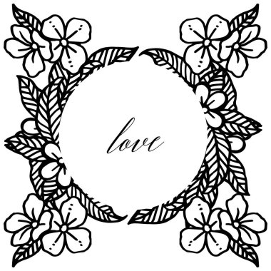 Güzel yaprak çelenk ile tebrik kartı dekorasyon tasarım aşk için çerçeve sınır. Vektör