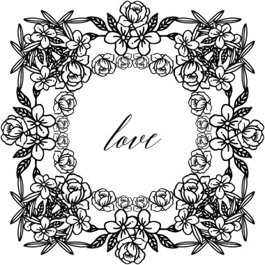 Güzel yaprak çelenk ile tebrik kartı dekorasyon tasarım aşk için çerçeve sınır. Vektör
