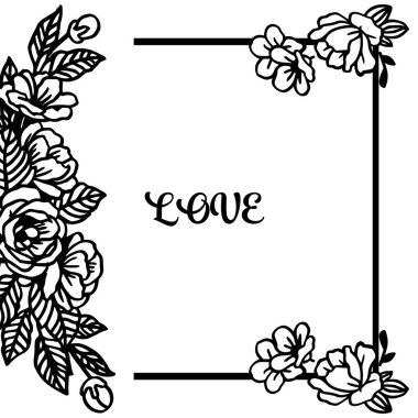 Kart aşk çiçek çerçeve arka plan, beyaz arka plan üzerinde izole. Vektör