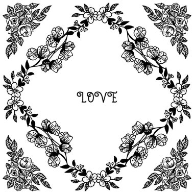 Çiçek çerçeve desen duvar kağıdı ile metin, aşk romantik kartı için yerleştirin. Vektör