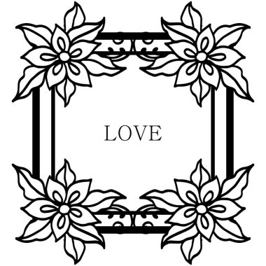 Güzel çelenk çerçeve, aşk vintage retro şekil metin için. Vektör