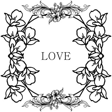 Tasarım için yaprak çiçek ile aşk romantik, dekoratif çerçeve Kartı. Vektör
