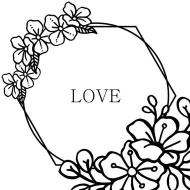 Tasarım için yaprak çiçek ile aşk romantik, dekoratif çerçeve Kartı. Vektör