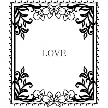 Benzersiz çiçek çerçevesi süslü, aşk yazıt ı için vintage tarzı romantik kart. Vektör