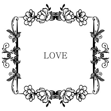 Yaprak çiçek çerçeve dikişsiz sınır, aşk kartı yazımı için. Vektör